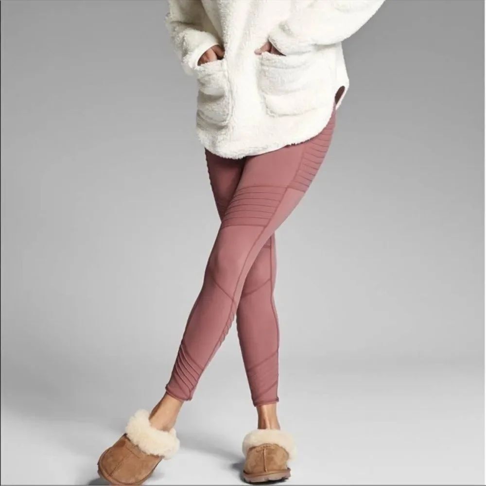 Athleta Stash Pocket Moto Tight Leggings Dusty Pink L